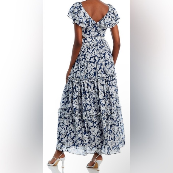 Aqua Tiered Cut-Out Floral Dress - NWT - Size L - Picture 2 of 13